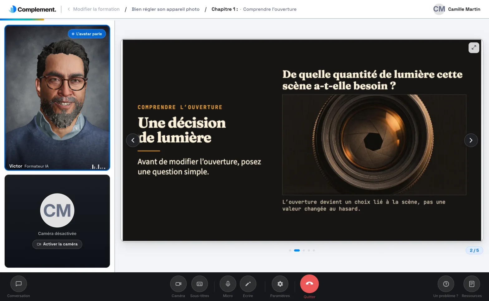 Le lecteur en prévisualisation, avec le lien Modifier la formation en haut à gauche