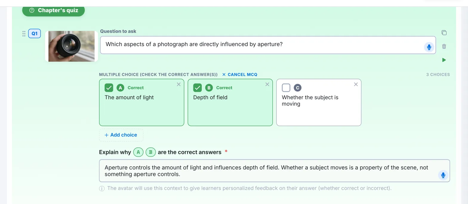A question turned into a multiple-choice question, with two correct choices and their explanation