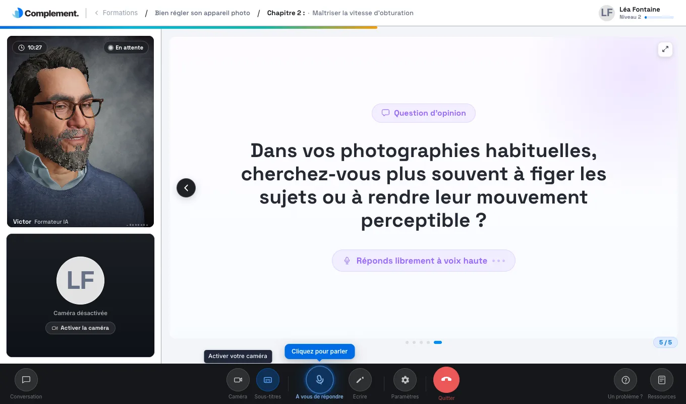 Une slide de sondage avec le badge Question d'opinion