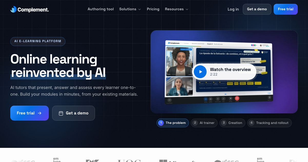AI e-learning platform with conversational avatars | Complement Learning