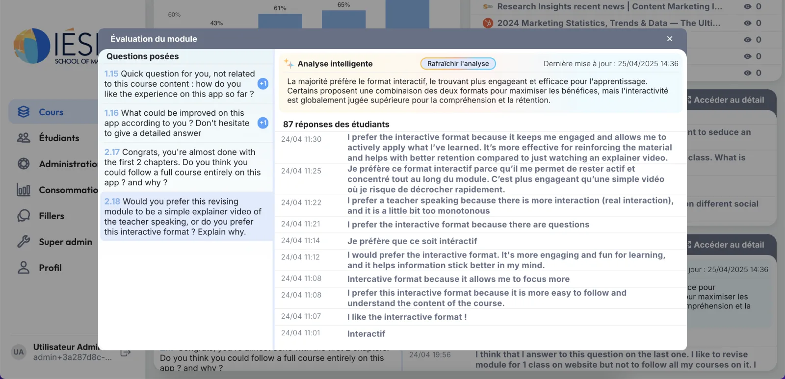 Enfin des retours utiles : les questions d'évaluation arrivent sur Complement